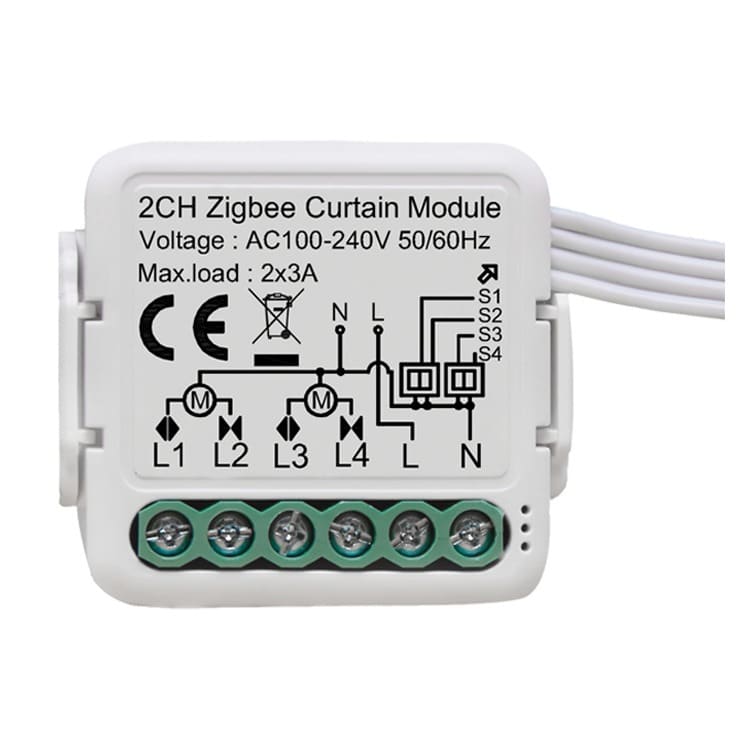 Zigbee 2-Channel In-Wall Smart Curtain Module | Hidden Switch