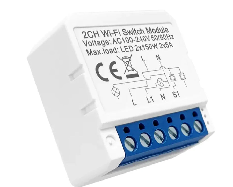 WiFi 2-Channel In-Wall Smart Switch Module | 150W/Channel