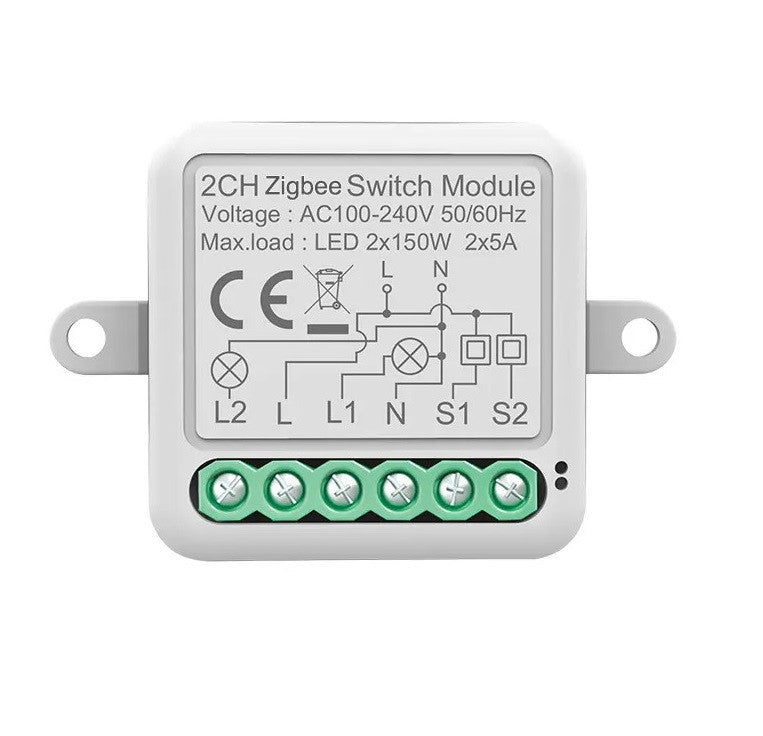 Zigbee 2-Channel In-Wall Smart Switch Module | 150W/Channel
