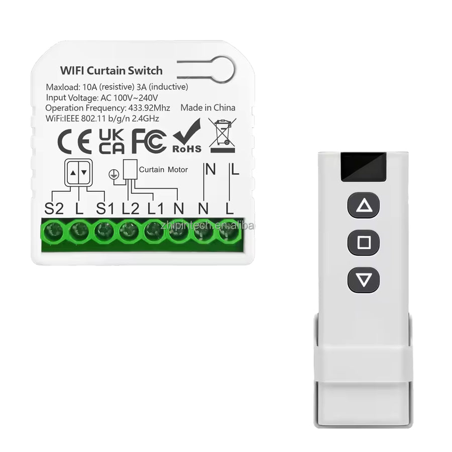 WiFi 2-Channel In-Wall Smart Curtain Module | Hidden Switch
