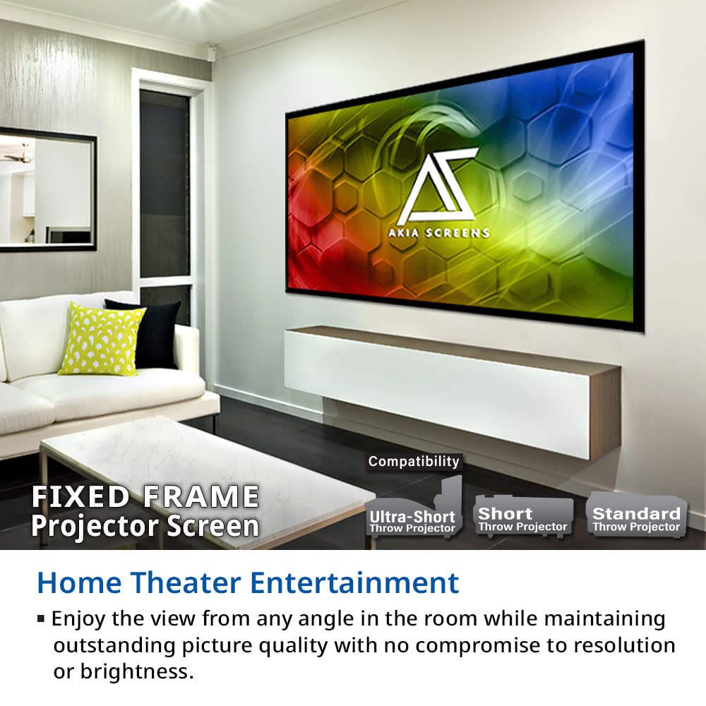 Akia Screens 150 INCH Projector Screen 16:9 Fixed Frame Projector Screen 8K / 4K Ultra HD 3D Screen Fixed Frame Series AK-FF110WH2