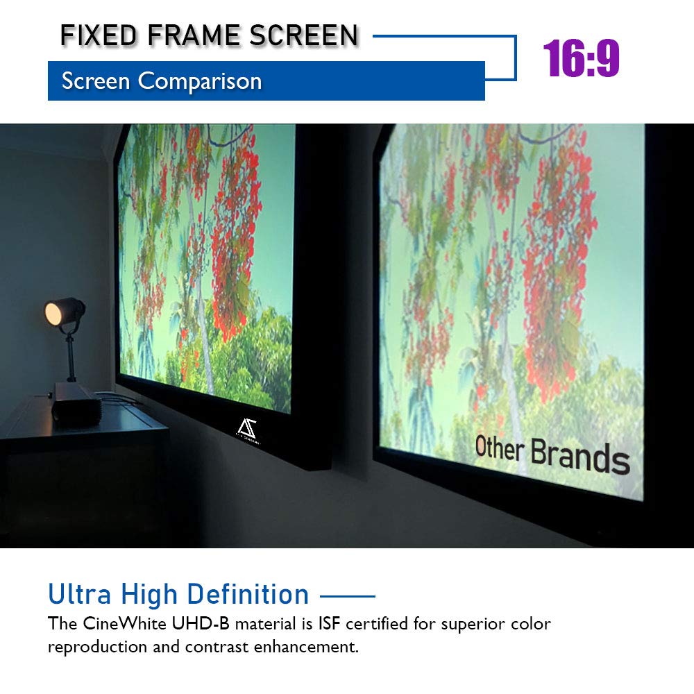 Akia Screens 150 INCH Projector Screen 16:9 Fixed Frame Projector Screen 8K / 4K Ultra HD 3D Screen Fixed Frame Series AK-FF110WH2