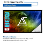 Akia Screens 120 INCH Projector Screen 16:9 Fixed Frame Projector Screen 8K / 4K Ultra HD 3D Screen Fixed Frame Series AK-FF110WH2
